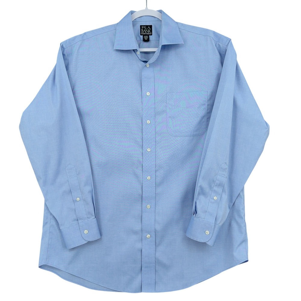 Jos. A. Bank Traveler Button Down Shirt Mens 16-34 100% Cotton Blue